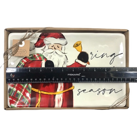 MUD PIE Ring In The Season Santa Ceramic Sentiment Platter - Picture 8 of 12